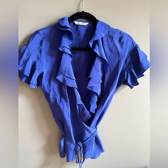 Tucker Silk Short Sleeve Wrap Blouse Small - Picture 1 of 5